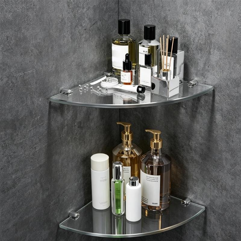 2 Stück Modernes Dreieckiges Acrylregal Doppeltes Acryl-Eck-Aufbewahrungsregal Für Dusch-Organizer Und Badezimmerdekorationen