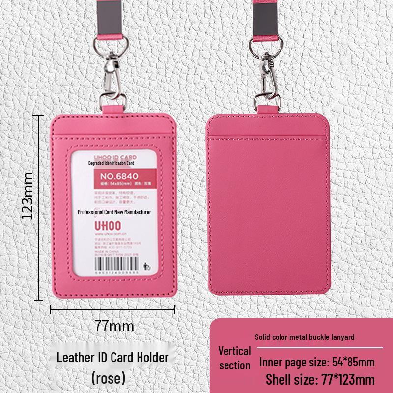 Color Printed Leather ID Card Holder with Lanyard