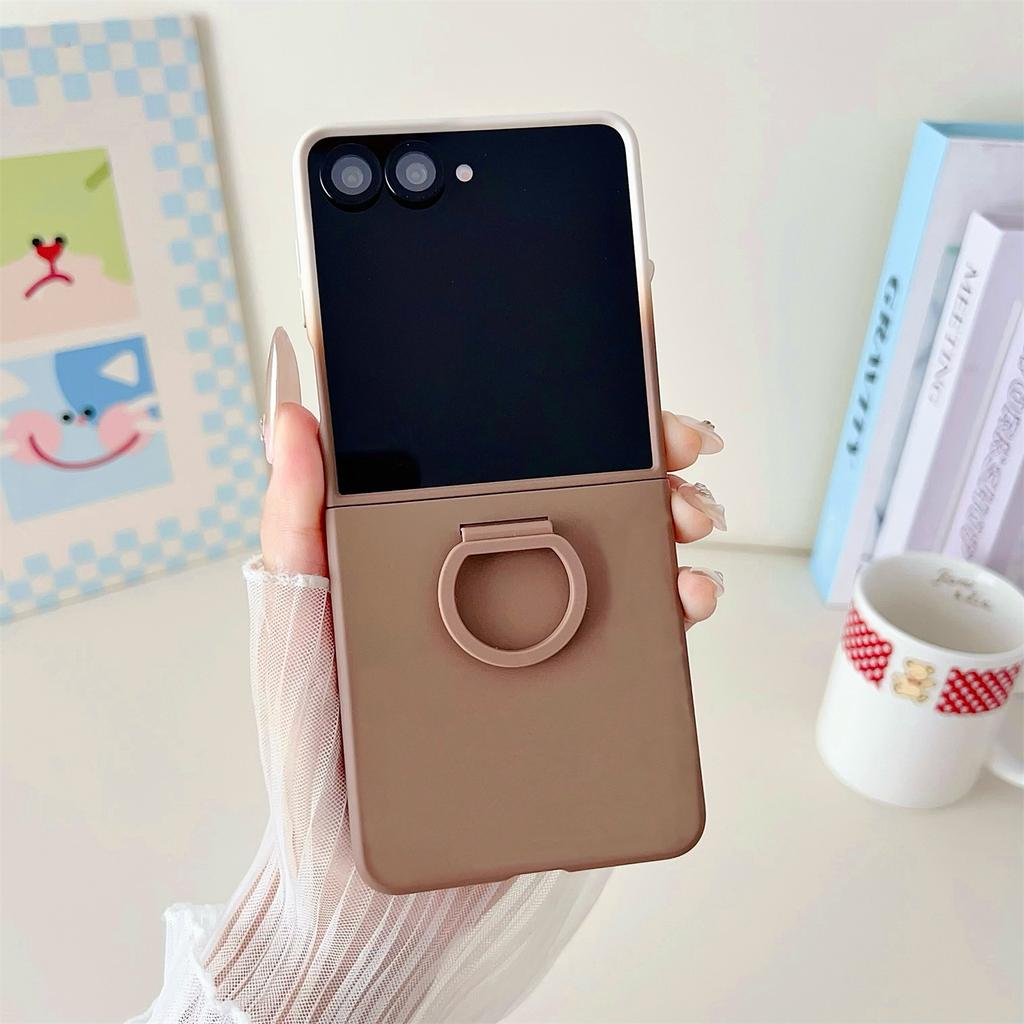 For Samsung Galaxy Z Flip7 5G Case Skin Touch Kickstand PC TPU Phone Cover with Ring Holder