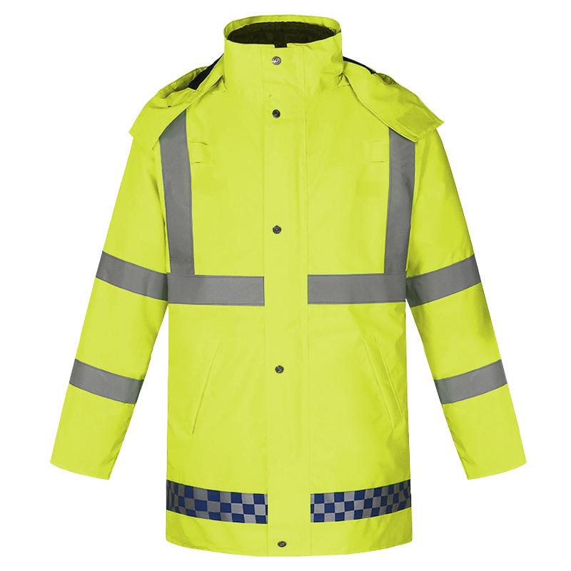 Reflexiv Vinter Regntät Jacka för Trafiktjänst - Tjockt Foder för Köldskydd