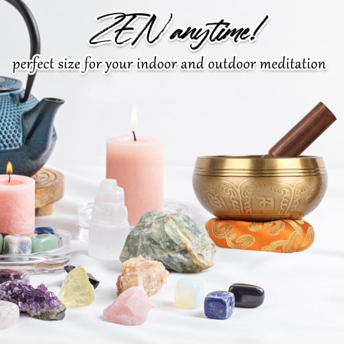 Tibetan Singing Bowl Set - 100% Hand-Hammered Nepalese Sound Bowls for Meditation, Yoga, Chakra Meditation Accessories, Unique Gift for Women and Men