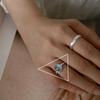 925 Silver Irregular Water Droplets Cross Ring Female Simple Retro Handmade Jewelry