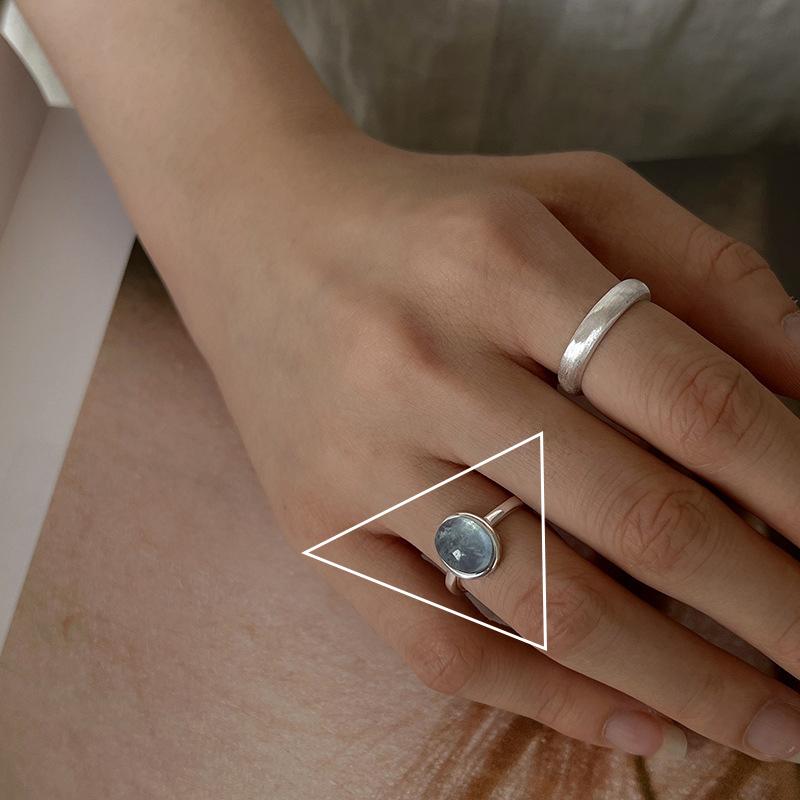 925 Silver Irregular Water Droplets Cross Ring Female Simple Retro Handmade Jewelry