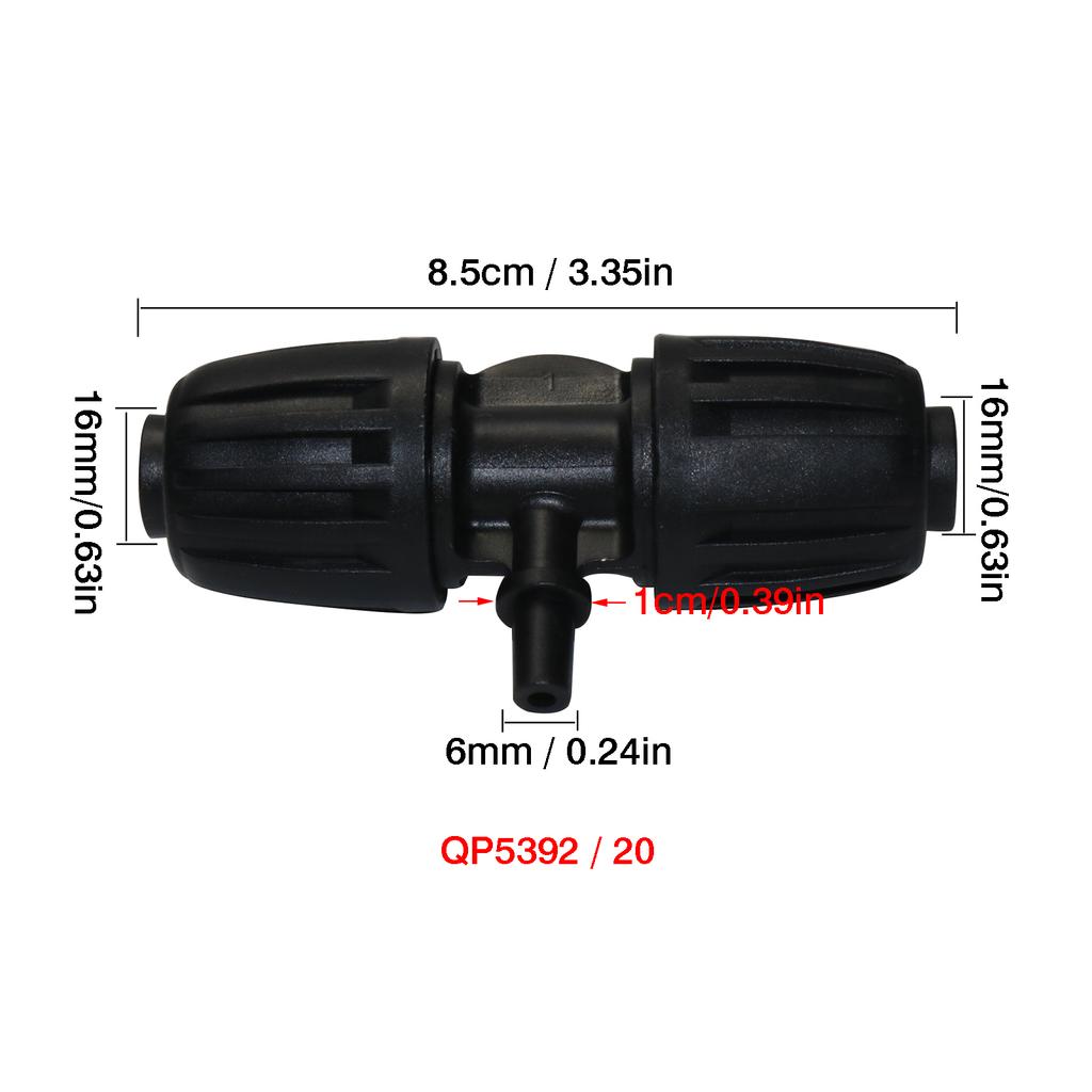 10Pcs 16mm to 4/7mm Tubing Connector Garden Flower Irrigation Water Adapter 6-Ways PE Tubing to 1/4'' Micro Hose Connector Joint