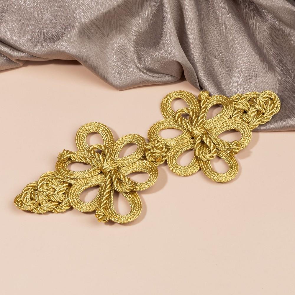 Golden Chinese Frog Buttons Flower Fastener Handmade Cheongsam Buttons Knot Style DIY Sewing Tang Suit Buttons Cheongsam Making