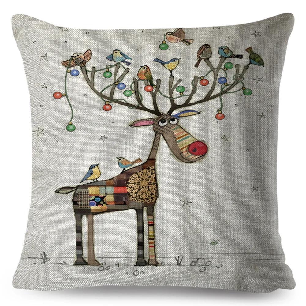 Nordic Style Cartoon Monkey Dog Cat Rabbit Cushion Cover Decor Children Drawing Animal Pillow Case for Sofa Home Car Pillowcase