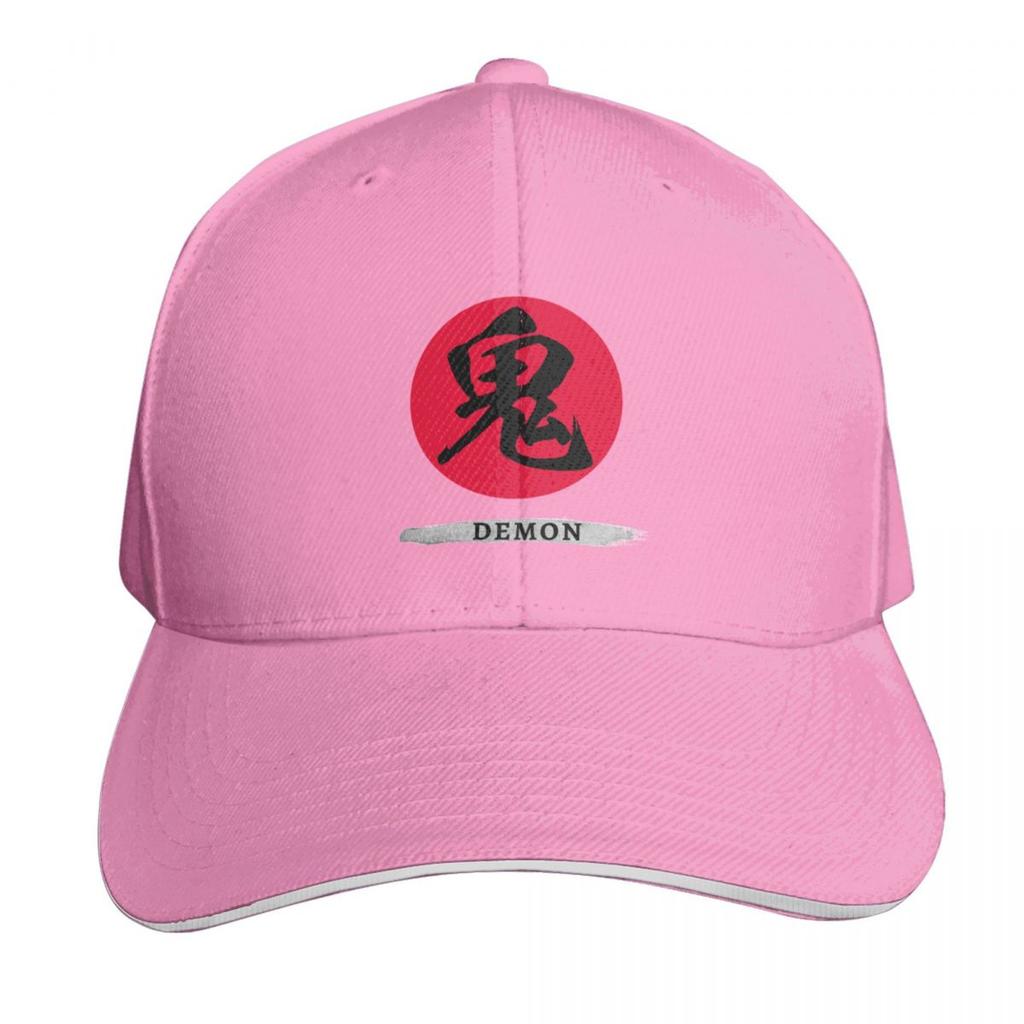 Japanese Calligraphy of Kanji Symbol Oni Demon with English Baseball Cap Brand Unisex cap Icon foam party Hat hard hat Boy Womens