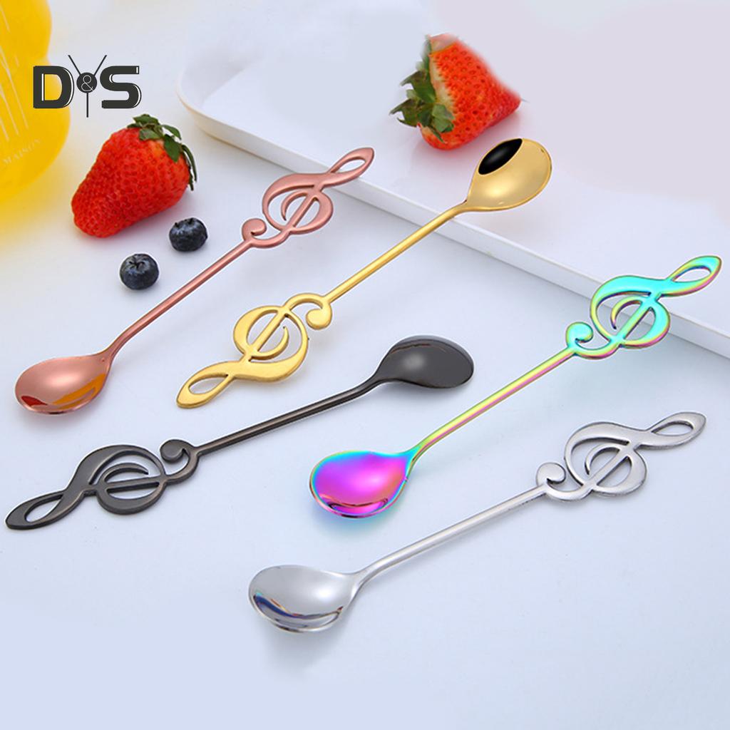 SW Stainless Steel Musical Notes Coffee Milk Stirring Teaspoon Ice Cream Spoon