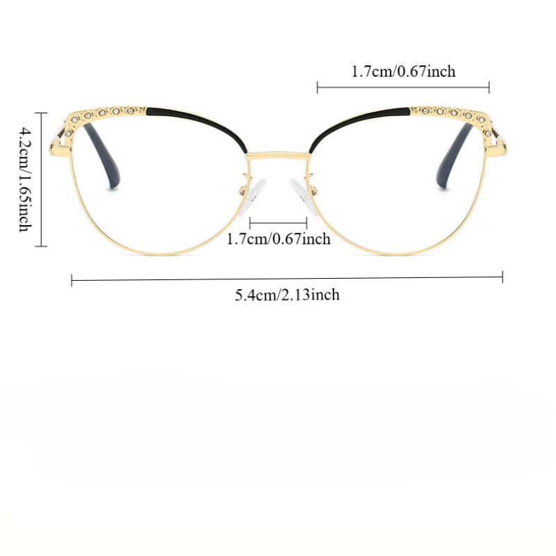 Senior Cat Eye Metal Glasses Women Men Rhinestone Metal Frame Computer Eye Protection Anti Blue Light Eyeglasses
