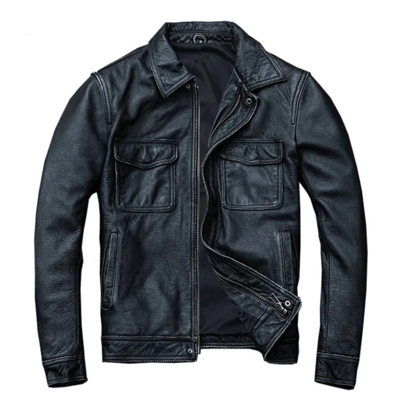 

Винтажная куртка из натуральной коровьей кожи, мужские куртки из 100% натуральной воловьей кожи, мужское кожаное пальто