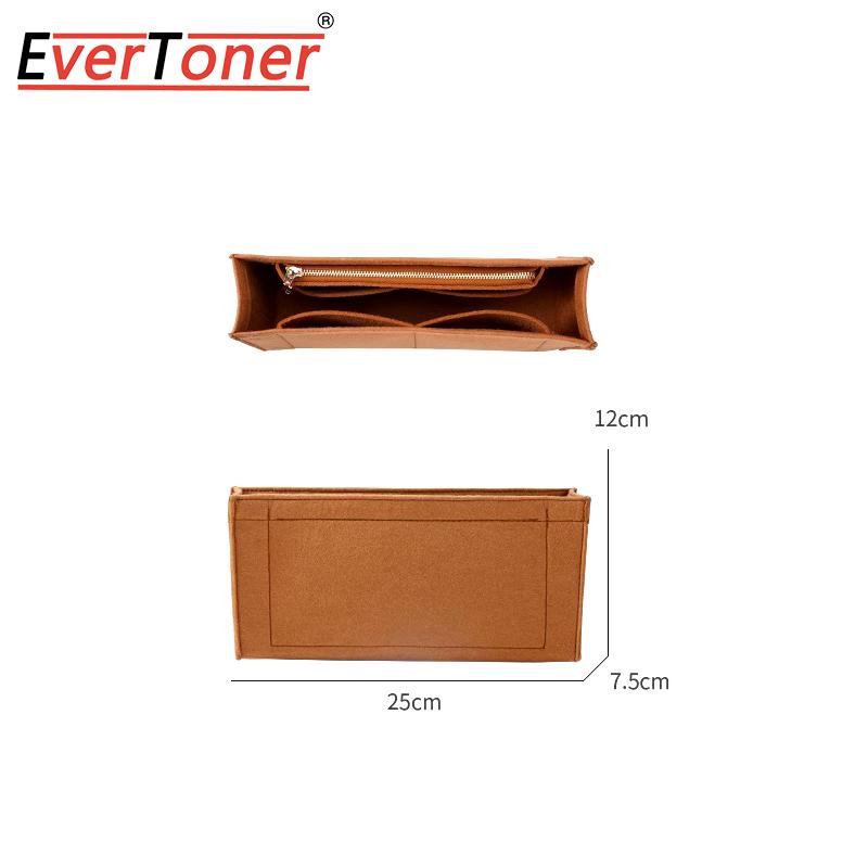 

EverToner Simple Felt Handbag Insert Bag for m-m hobo horn bag Large Capacity Multi-Pocket Internal Bag коричневий