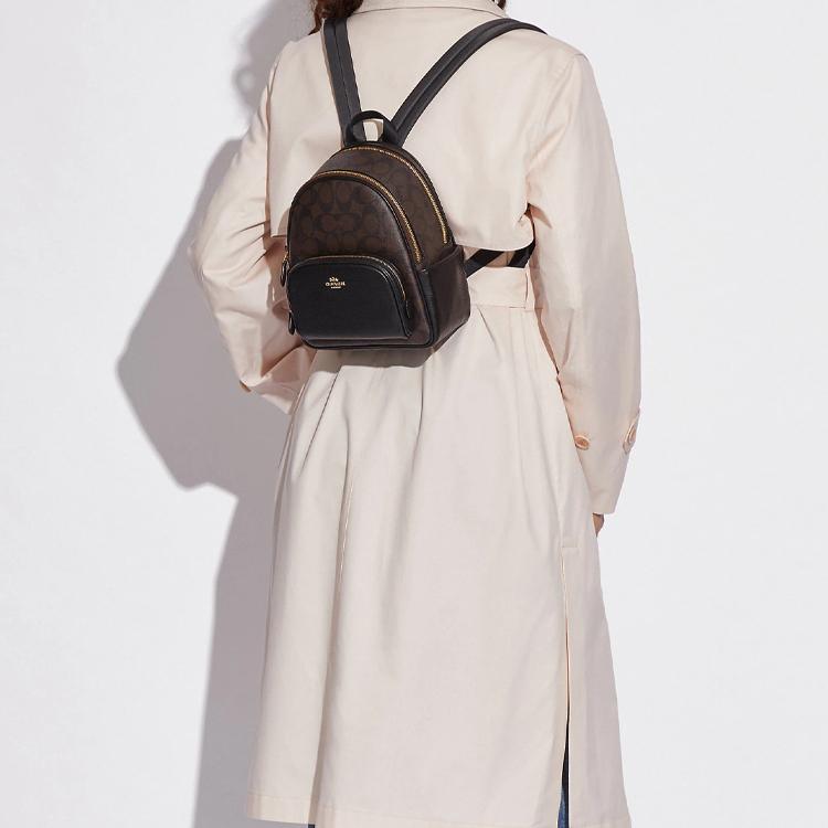 Nový plátěný batoh COACH Court s kůží, malý, dámský, tmavě šedý a černý C8604-IMAA8