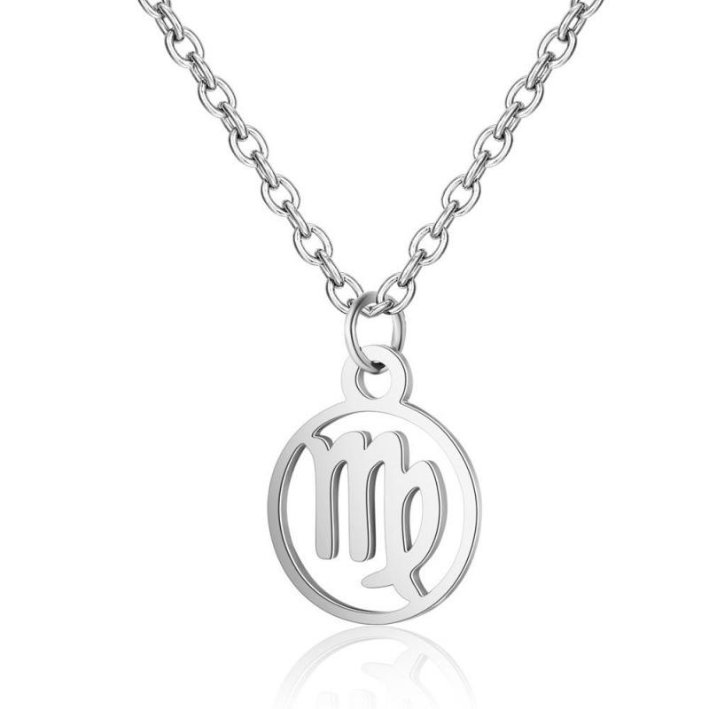 Stainless Steel Zodiac Pendant Necklace with Thin Chain
