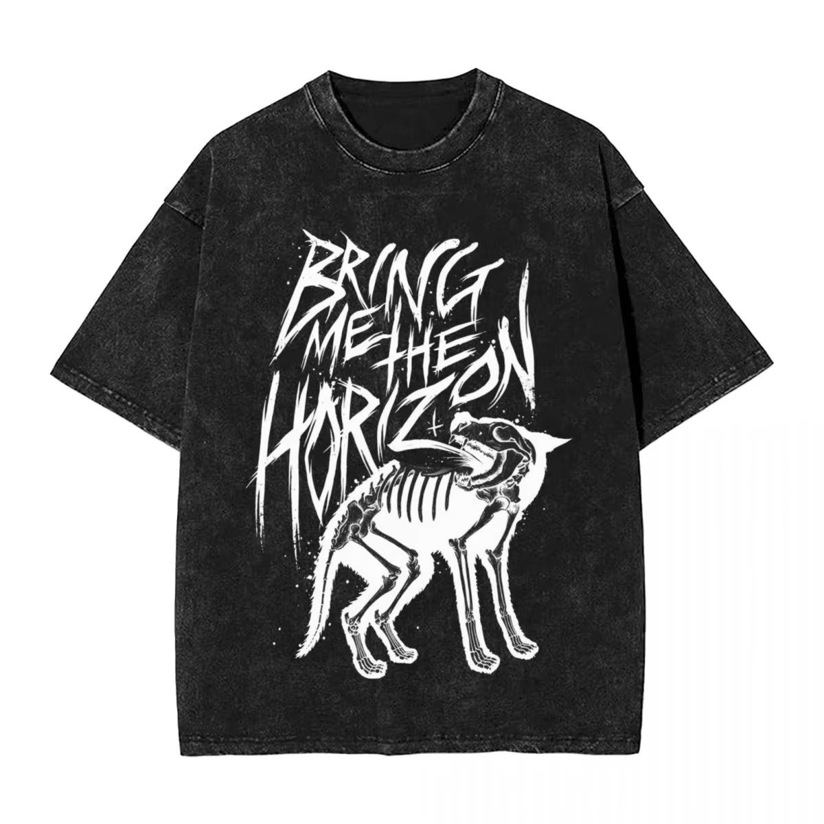 

Men Women T-Shirt Bring Me The Horizons Washed T Shirts Trend The Dog Rock Music Band Metal Tees Print Cotton Clothes S
