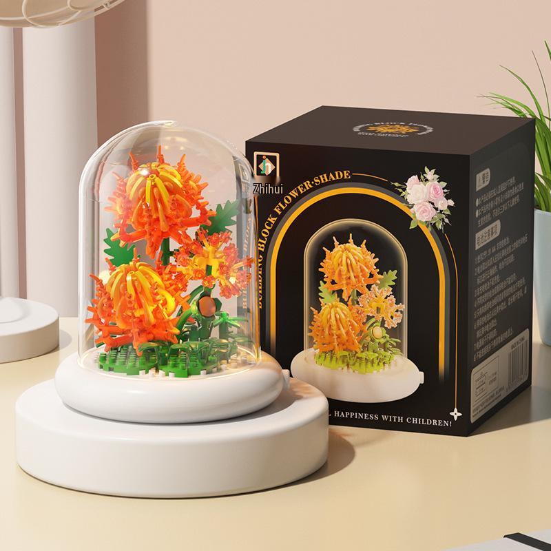 Lego-kompatible Bausteine Blumentopf & Bonsai Rosen Set, Bauspielzeug Geschenk für Mädchen