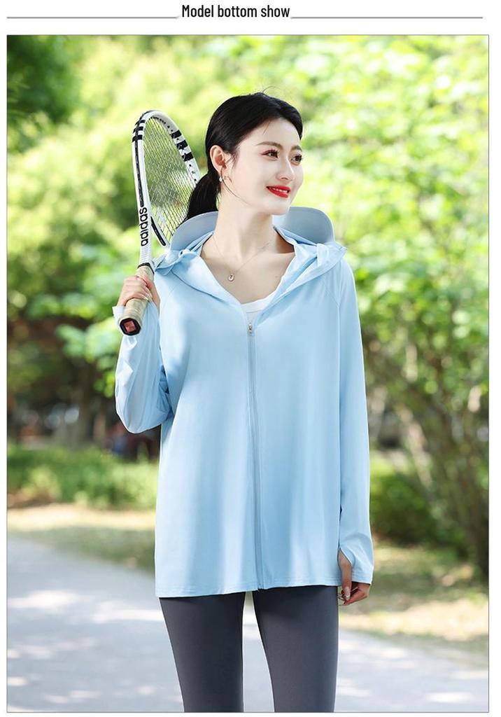 Breathable Mid-Length Outdoor Cycling Sun Protection Jacket with Large Brim