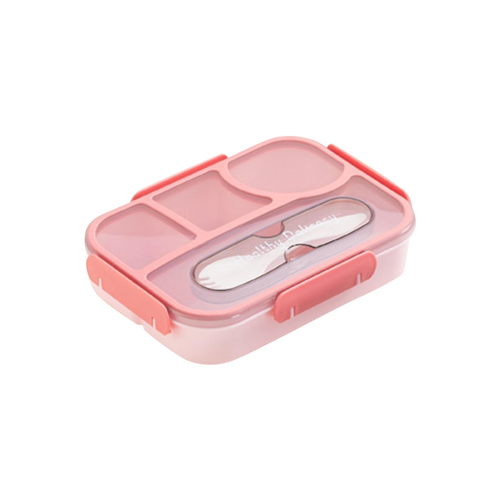 

Rectangular Lunch Box with Compartments and Sealed Lid Bento Box for Kids Students Office Use Microwave Safe Durable Design One Size розовый