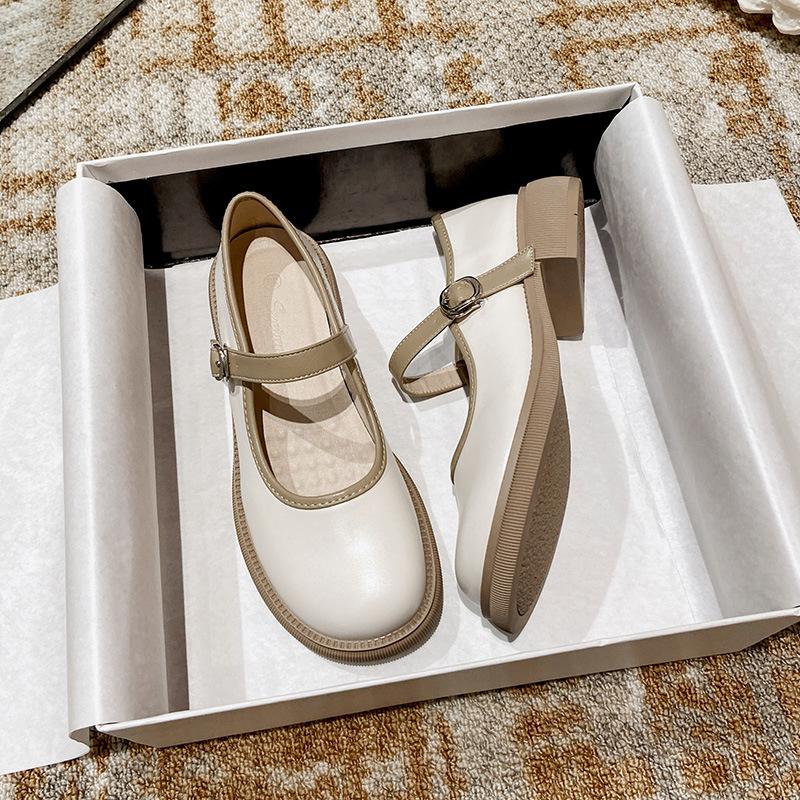 

Кожаные удобные туфли Мэри Джейн в стиле ретро, ​​женские летние стильные новые вечерние стильные нежные туфли, сто одинаковых туфель с юбкой