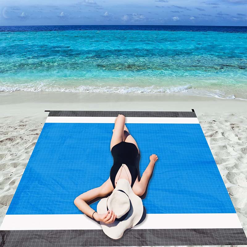 Beach Blanket 200*140cm Waterproof Beach Mat Soft Lightweight Durable Sand Mat Family Camping Picnic Travel Portable Hiking Mat