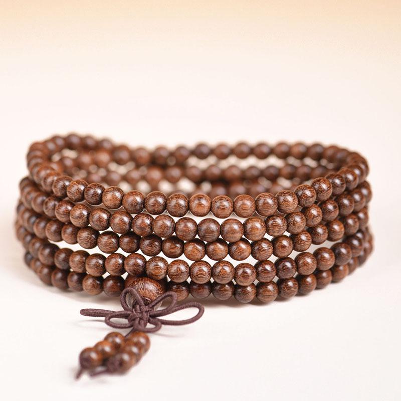 Authentic Sandalwood Buddhist Prayer Beads Bracelet - Ethnic Style Jewelry