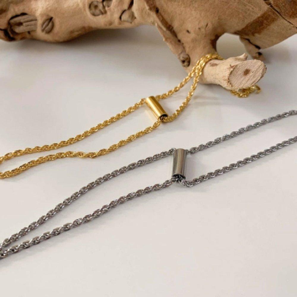 Surgical steel chain twisted double-row bracelet