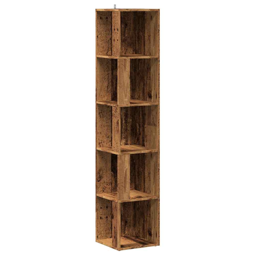 Corner Shelf Reclaimed Wood Look 33x33x165 Cm Engineered Wood