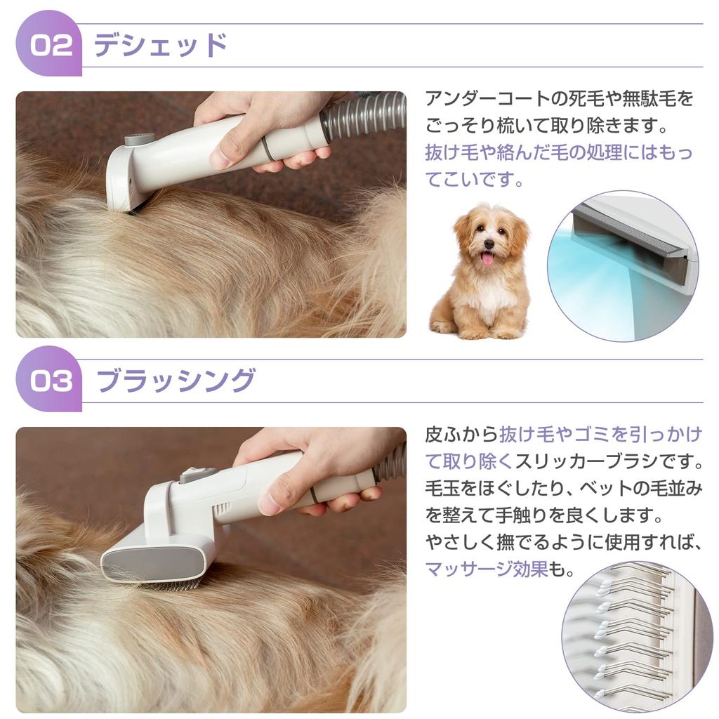 SFUN Pet Grooming 6 In 1 Multifunctional Pet Vacuum Low Three Levels of Suction Pet Grooming Dog Universal for Dogs and Cats Set, Cleaner, Noise,