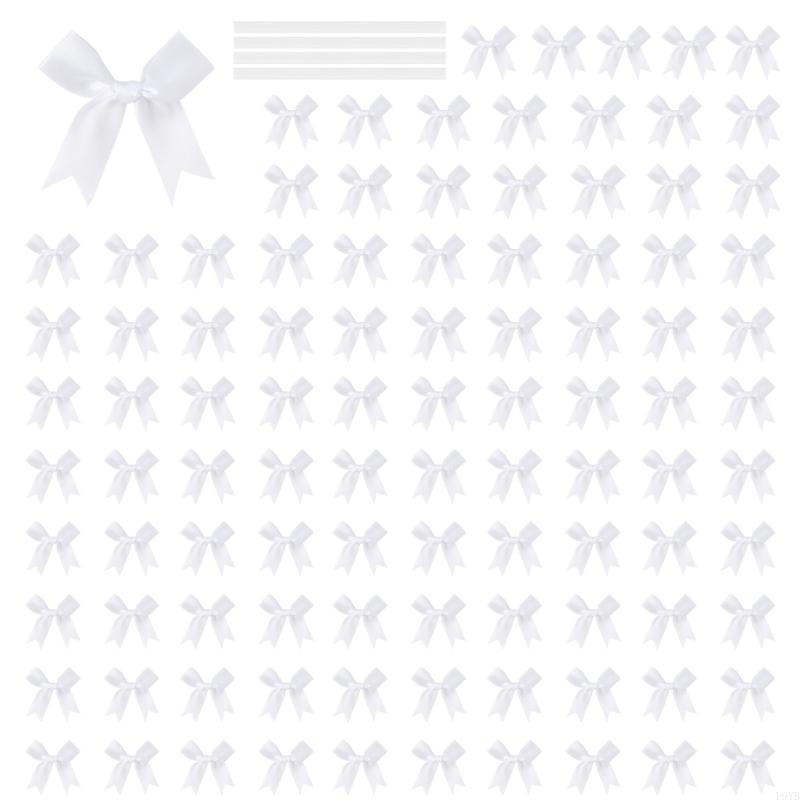 100Pcs Gift Wrapping Ribbon Bowknot 8cm Polyester Fabric Bowknot for Birthday Valentine's Day Wedding Gift Packaging P9YB