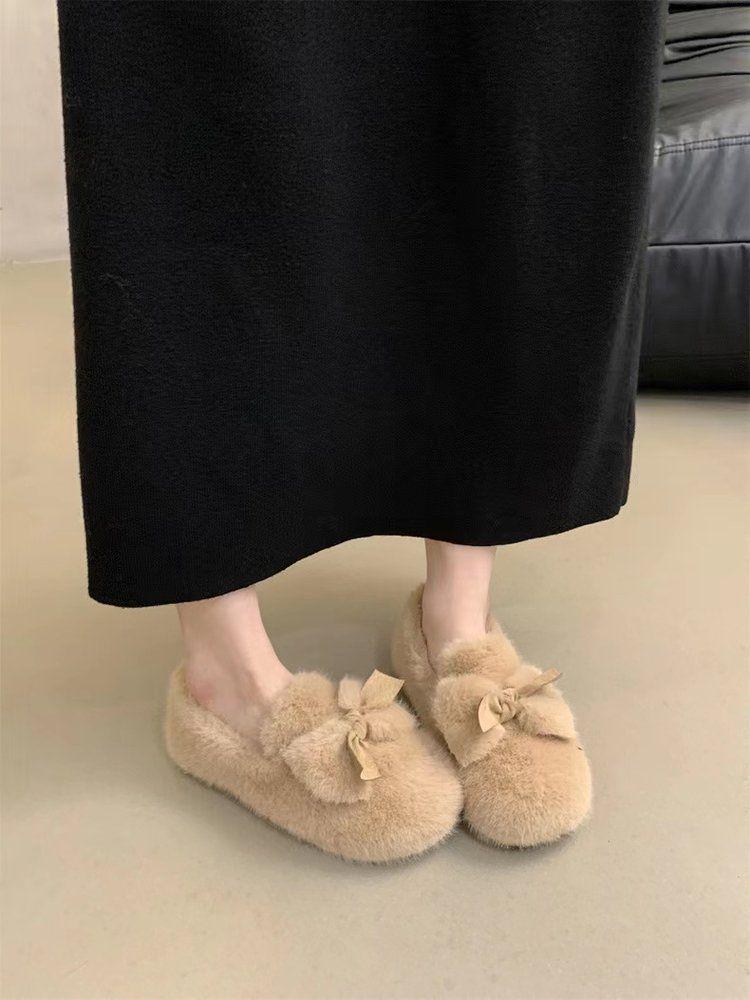 2025 Damen Fleecegefütterte Pelz Slipper Loafer - Feenstil Winterwärme