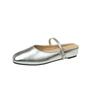 Ladies Shoes 2024 Hot Sale Buckle Strap Women's Flats Fashion Shallow Daily Flats Women New Round Solid Toe Toe Cap Slippers