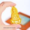 Jin Fuqiang Gold-Plated Sand Guanyin Lotus Pendant with Heart Sutra - Unisex Benmingnian Accessory