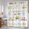 Kids Inspirational Quotes Shower Curtain with Rainbow Colorful Motivational Words, Polyester Fabric for Girls Bathroom Decor