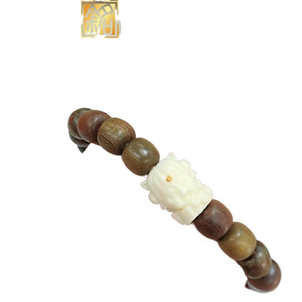 Green Sandalwood Feng Jiu Circle Bead Bracelet - Chinese Style Couple's Prayer Bracelet