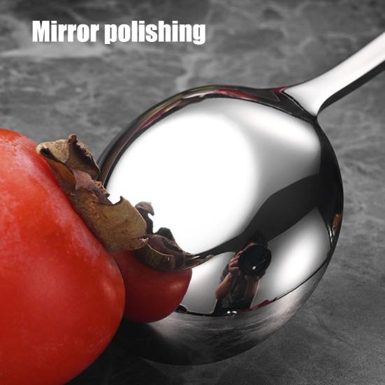 Stainless Steel Spoon High Precision Mirror Polished Spoon Comfortable Curved Long Handle Round Spoon for Home Restaurant