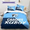 Cardiff Rugby Pattern Bedding Set Quilt Cover Pillowcase Home Decor Gift (1 * Duvet Cover + 2 * Pillowcase, Without Core)