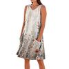 Women Sleeveless V Neck Casual Dress with Pockets Floral Print Relaxed Fit Summer A Line Dress for Daily Wear