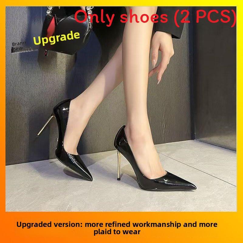 Black Pu Low High Heeled Shoes For Women With Padded Insole For Daily Wear