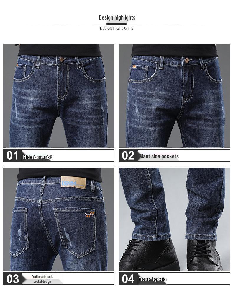 Men's Stretch Skinny Jeans - 2024 Spring Korean Style Slim Fit Mid-Waist Casual Pants