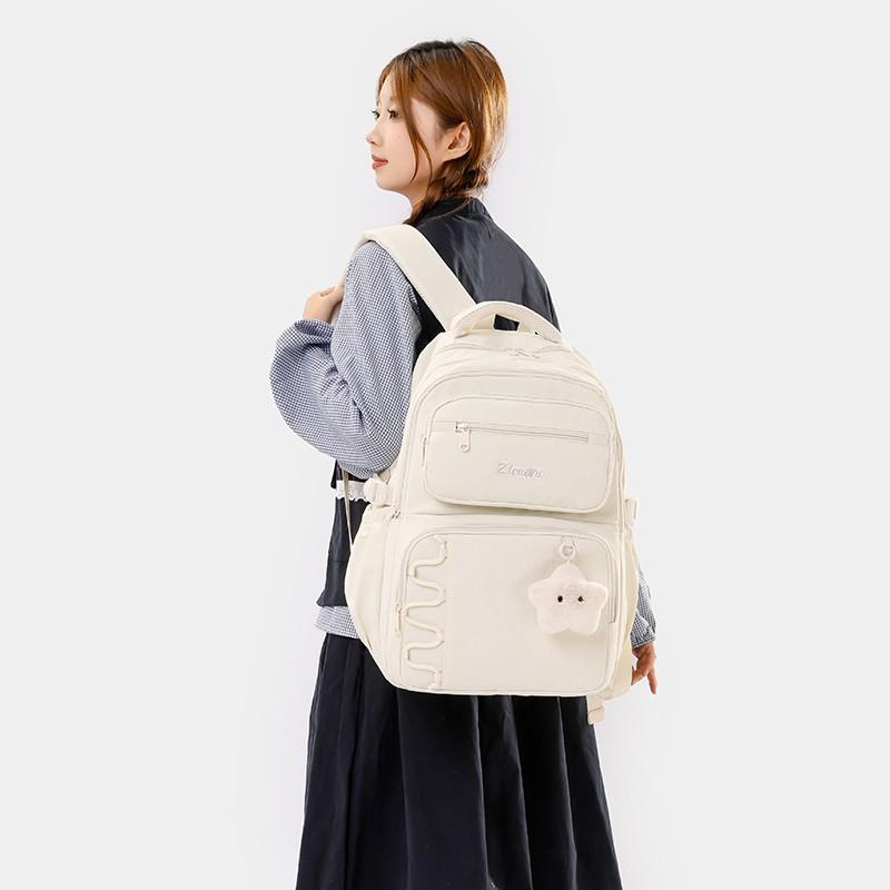 Schoolbag new student burden reduction lightweight backpack large capacity multi-compartment backpack daily photo clock in high value bag