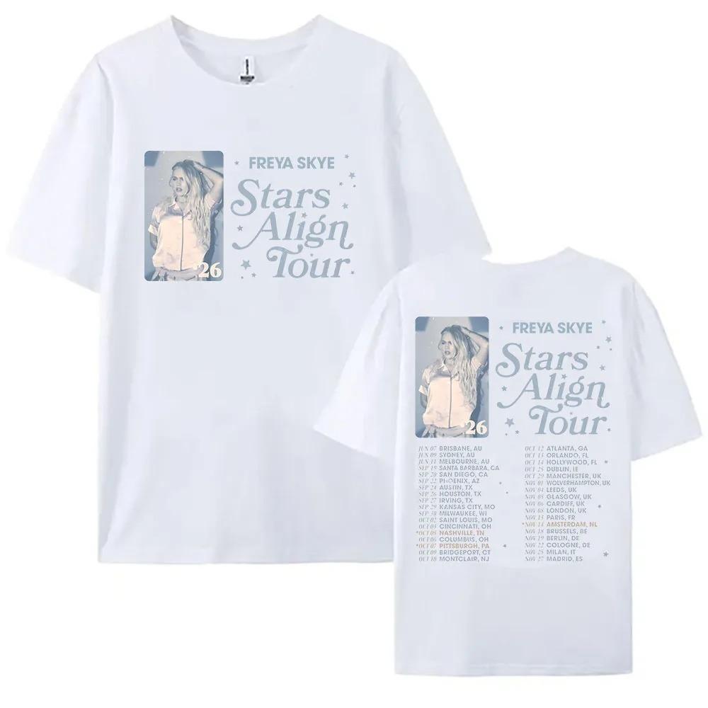 Freya Skye Stars Align Tour Global Date List Portrait Cotton TShirt Loose Fit for Freya Skye Fans Women And Unisex Tshirts