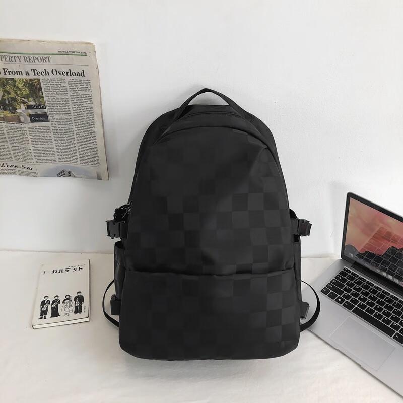 Li Shen Korean Style Checkerboard Student Backpack