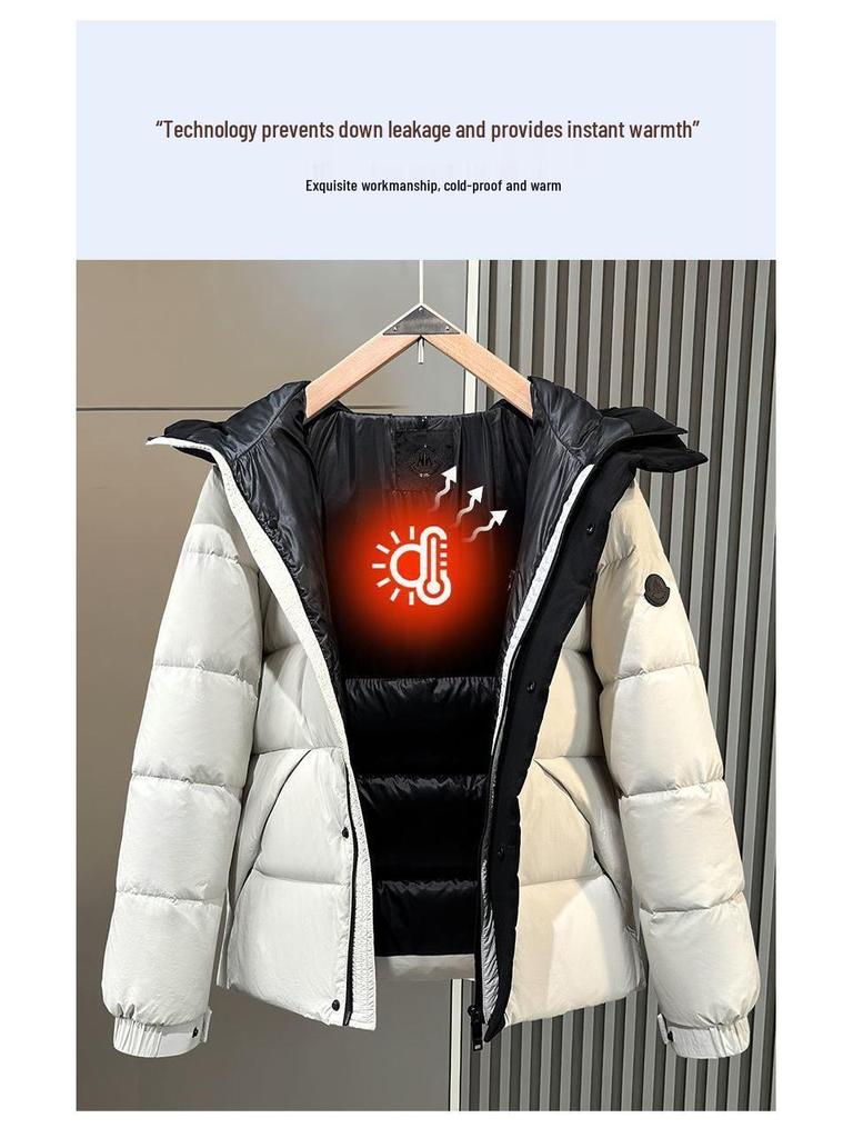 Winter Mengjia Black Warrior Daunenjacke: Unisex Kurzmantel mit Kapuze und dicken, warmen Entendaunen