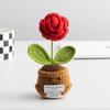 Positive Energy Heart Flower Rose Hand-woven Potted Home Room Decoration Finished Crochet Tulip Plants Ornament for Wedding Gift