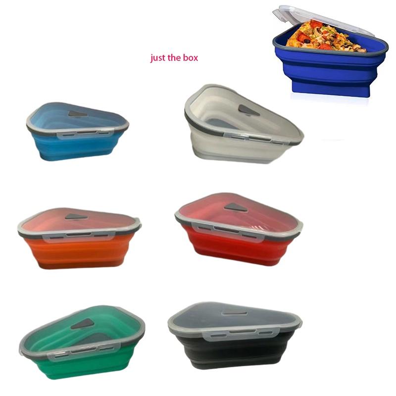 Pizza Pack Reusable Container Box Foldable Triangular Food Storage Case Orange