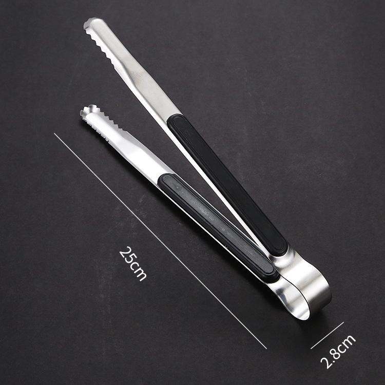 Stainless Steel Food Clip BBQ Steak Bread Salad Picnic Silicone Non-slip Handle Tong Party Portable Kitchen Cooking Baking Tools