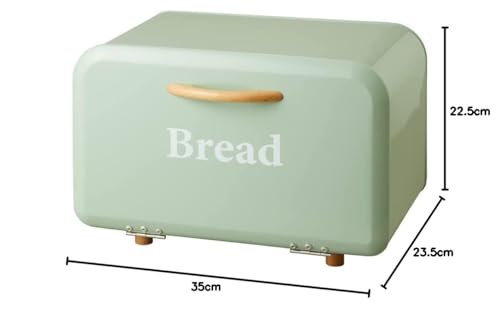 Ricomendo Habiter Bread Case, 35 x 23.5 x 22.5 cm, Bread Storage, Bread Case (Green)