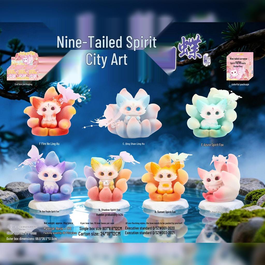 Nine-Tailed Fox Girl Fantasy Figurine: Ancient Wisdom Mystery Box Ornament