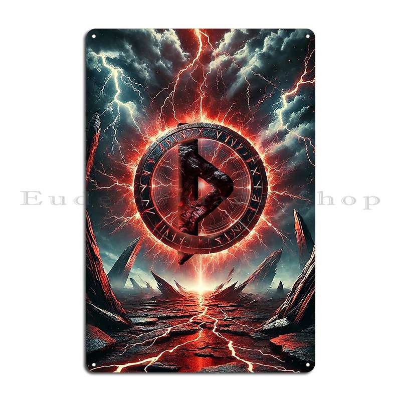 Elder Futhark Rune Berkana ELDER FUTHARK OTHALA RUNE POSTER Metal Plaque Pub Cave Personalized Home Wall Mural Tin Sign Poster 20x30cm(7.8x11.8inch)