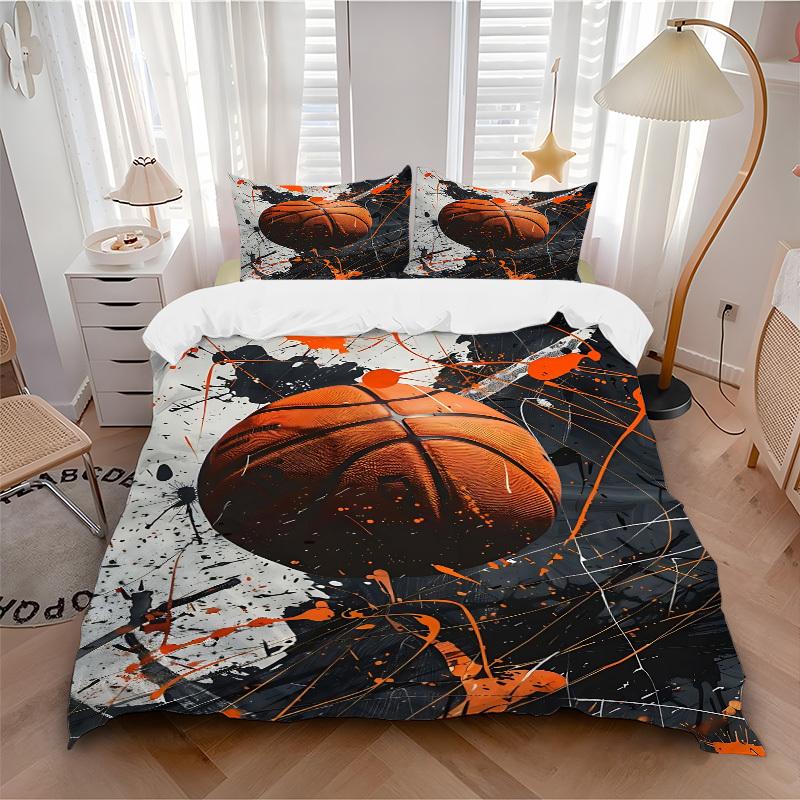 

3pcs Basketball Art Bedding Set, Includes Without Pillow Inserts, Soft Comfortable Bedding Set,All-Season Use a0924038 135x200cm