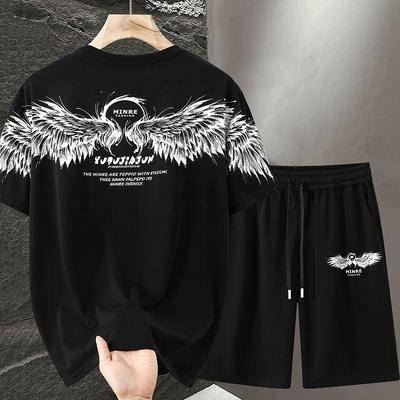 5XL-11XL Nadměrné tričko Letní Pánské Sety Móda Plus Size Dvoudílné Krátké Sety pro Muže Vintage Oblečení